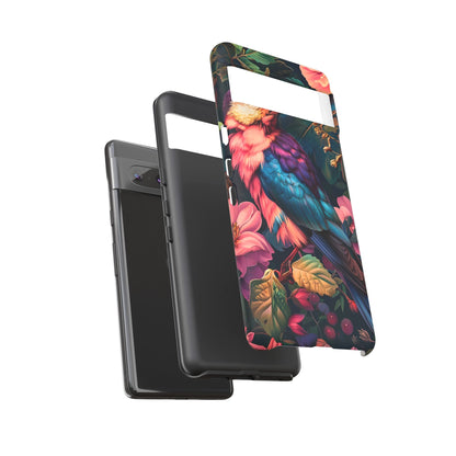 Vibrant Phone Case, Tropical Bird Design, Tough Phone Cover, Floral Tech Accessory, Gift for Nature Lovers