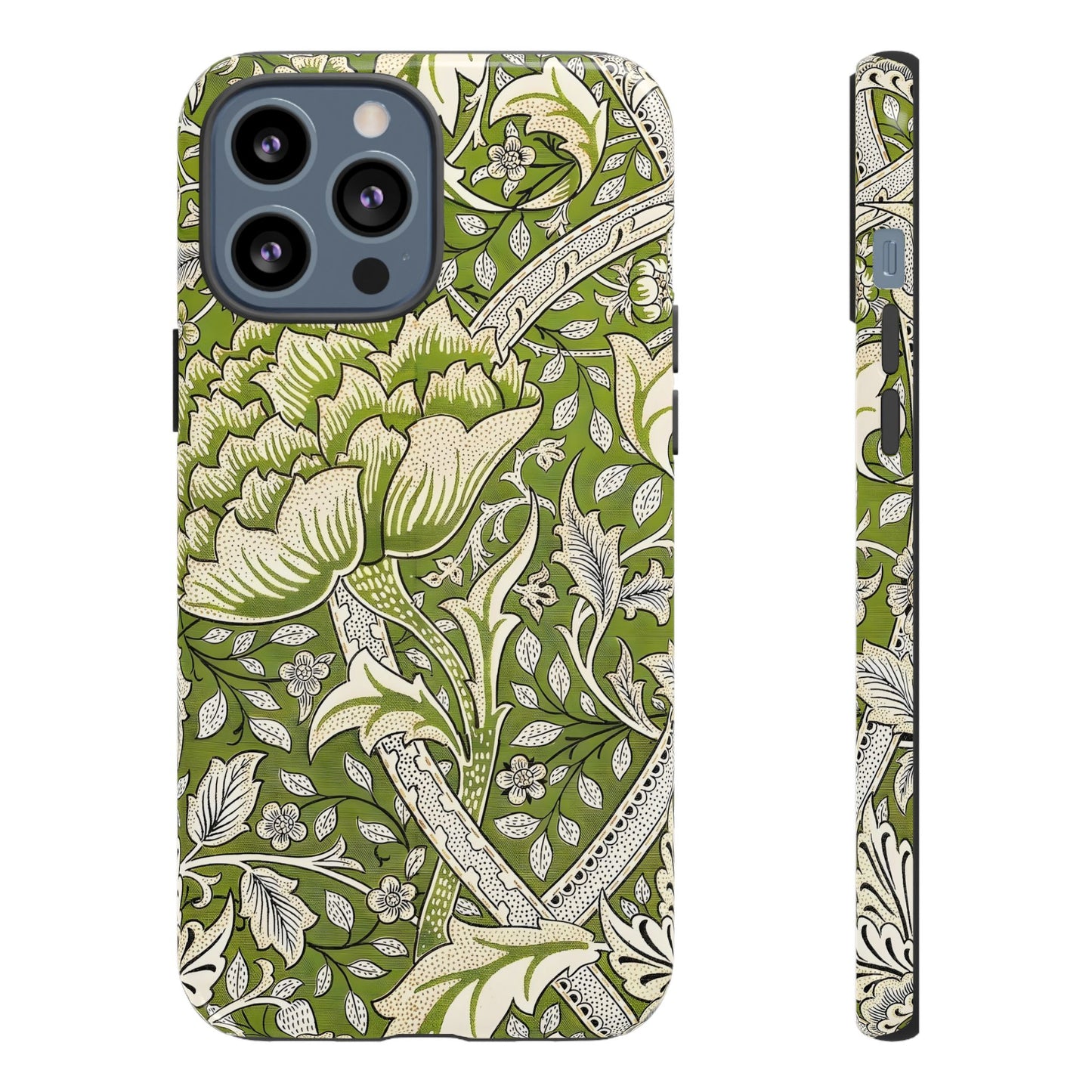 Stylish Phone Case with Floral Design, Durable Protective Cover for iPhone, Unique Gift for Birthdays, Mother's Day, Green Aesthetic