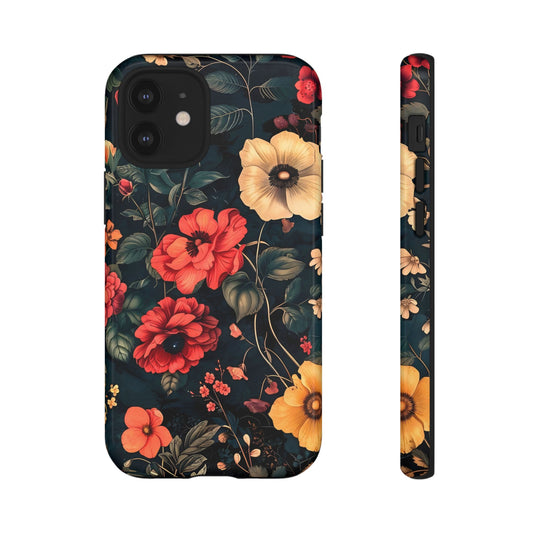 Floral Phone Case, Tough Cases, Flower Motif, Protective Cover, Gift for Her, Floral Design, Spring Accessory