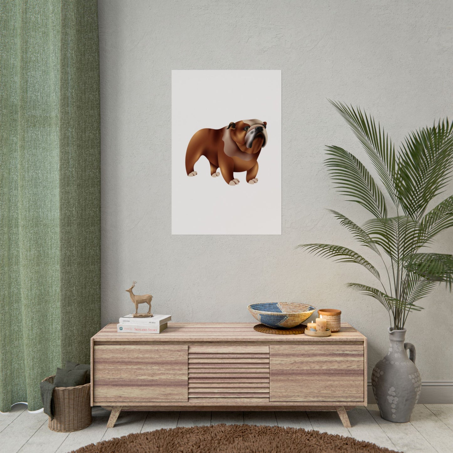 Bulldog Rolled Poster Art | Dog Lover’s Wall Decor | Unique Gift for Pet Owners | Living Room or Office Decor
