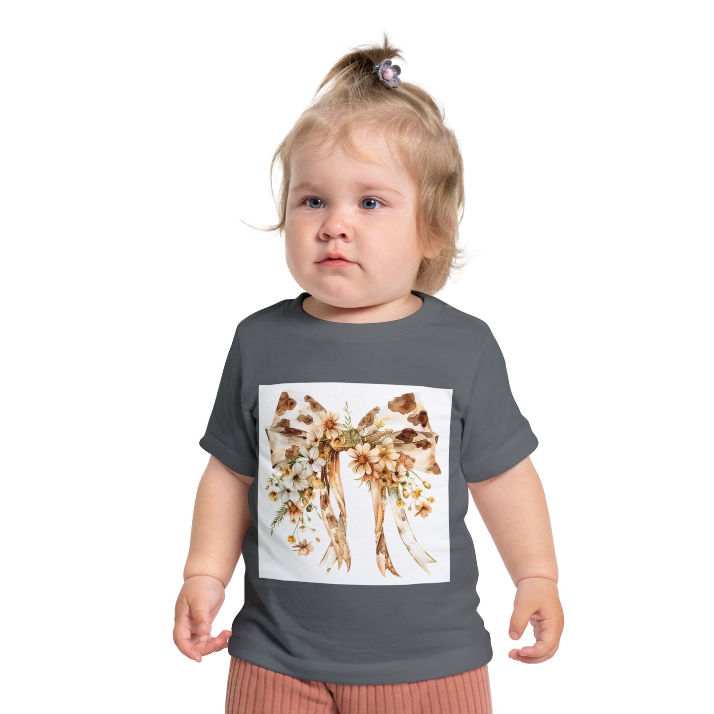 Floral Bow Baby T-Shirt - Cute Infant Tee with Floral Design