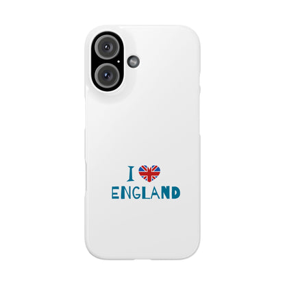 I Love England Slim Phone Case, UK Pride Phone Cover, Gift for Travelers, Smartphone Accessory, England Souvenir Case