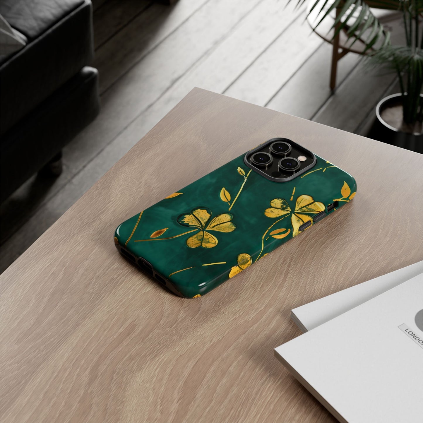 Floral Phone Case with Gold Accents, Tough Phone Cover, Stylish Phone Protector, Unique Gift for Her, Nature Lover Accessory