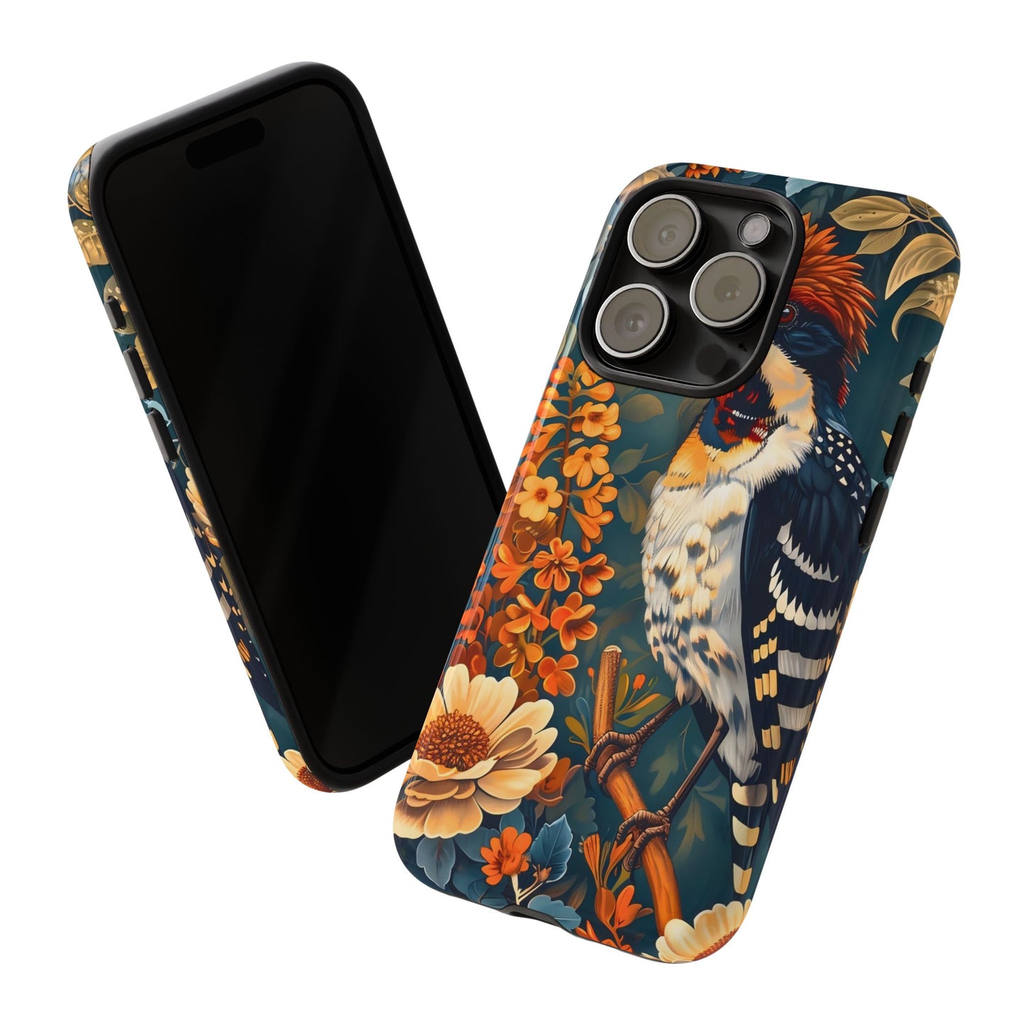 Tough Cases: Floral Bird Phone Case, Vintage Style Cover, Nature Lover Gift, Botanical Design, Spring Inspire Fashion