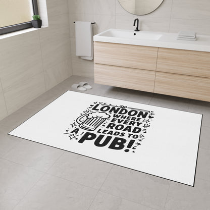 London Pub Themed Heavy Duty Floor Mat | Ideal for Home Bars, Man Caves, Kitchen or Entryway Decor, Pub Lover Gift, Housewarming