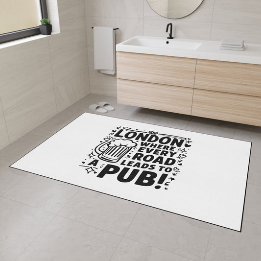 London Pub Themed Heavy Duty Floor Mat | Ideal for Home Bars, Man Caves, Kitchen or Entryway Decor, Pub Lover Gift, Housewarming
