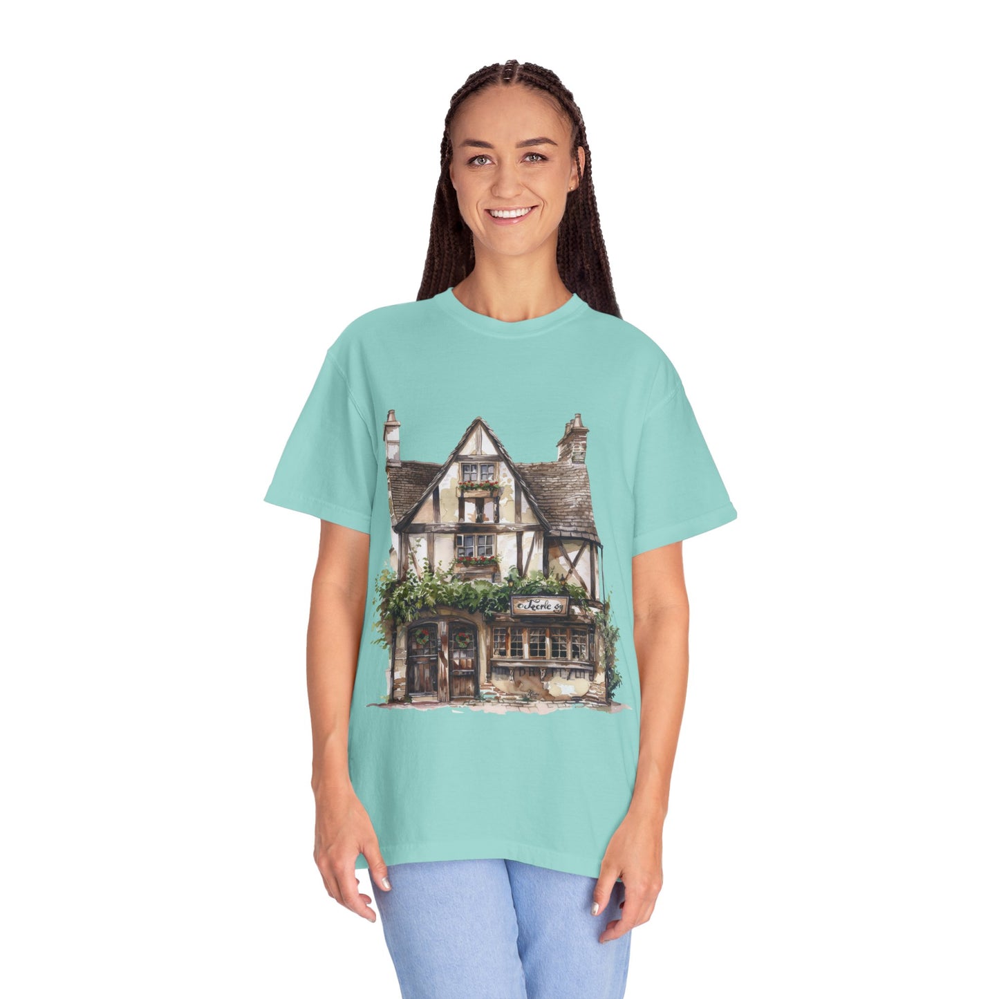 Unisex Garment-Dyed T-shirt - Heritage in Stone - Traditional British Village Homes