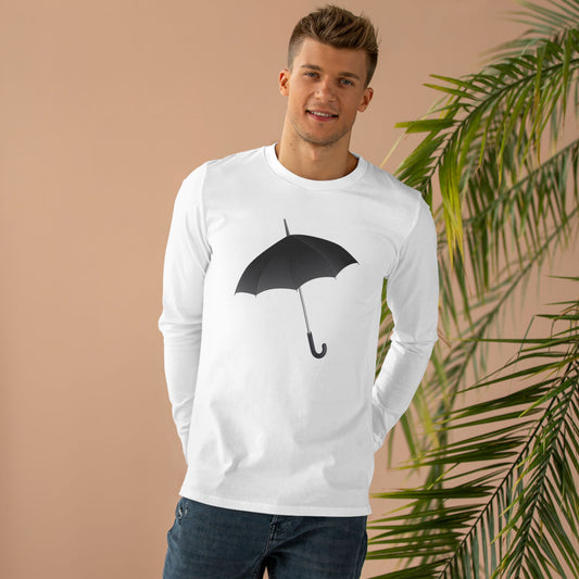 Men’s Base Longsleeve Tee - Regal Royal Umbrella - Elegant and Majestic