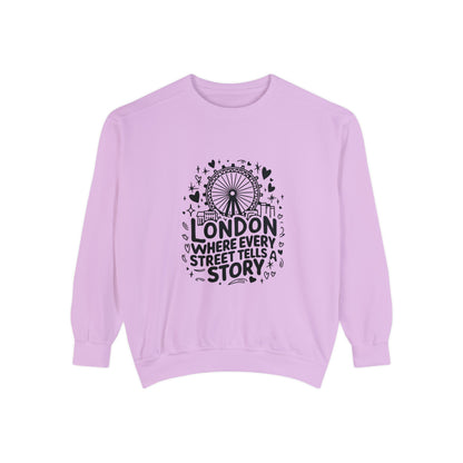 Unisex Garment-Dyed Sweatshirt Lightweight - London's story telling Streets
