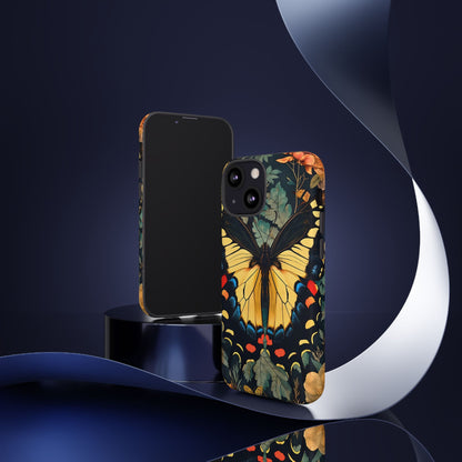 Butterfly Floral Phone Case, Art-inspire Tough Case, Gift for Nature Lovers, Butterfly Pattern Cover, Eco-Friendly Mobile Accessory