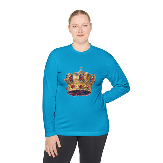 Unisex Lightweight Long Sleeve Tee - Majestic Crown  - Perfect for Royal Celebrations