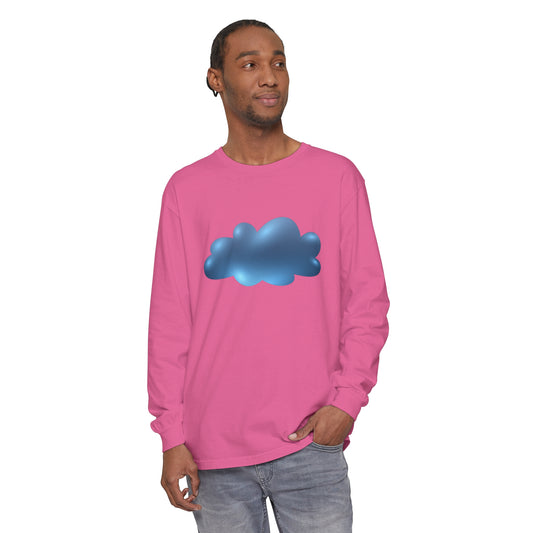 Unisex Garment-dyed Long Sleeve T-Shirt - Serene Cloudscape - Dreamy Cloud