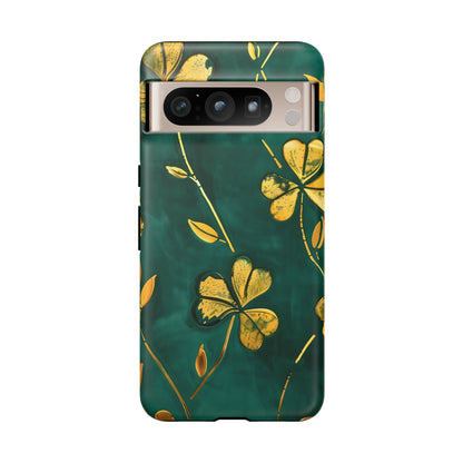 Floral Phone Case with Gold Accents, Tough Phone Cover, Stylish Phone Protector, Unique Gift for Her, Nature Lover Accessory