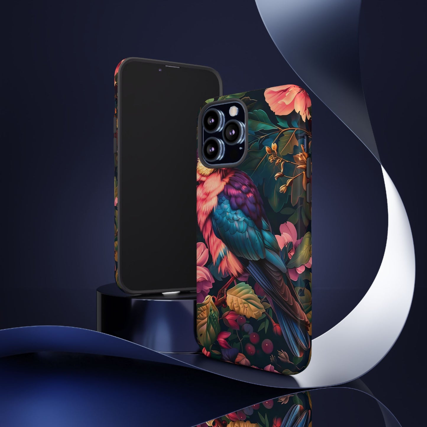 Vibrant Phone Case, Tropical Bird Design, Tough Phone Cover, Floral Tech Accessory, Gift for Nature Lovers