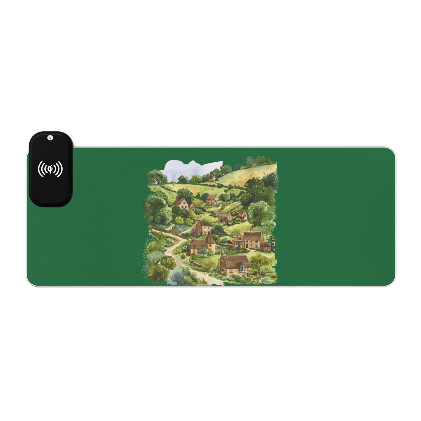 English Countryside Scene - LED Gaming Mouse Pad with Wireless Charging - Gaming Gift for Gamers, Desk Accessory, Computer Mat, Office Organization, Holiday Present