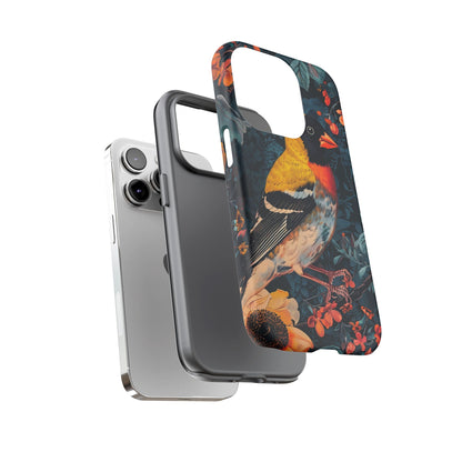 Colorful Bird Phone Case, Floral Phone Cover, Tough Phone Protector, Nature Lover Gift, Botanical Case, Unique Mobile Accessory