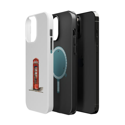 Red Telephone Booth Phone Case, Magnetic Tough Cases for Protection, Unique Gift for Phone Lovers, British Theme, Travel Accessory