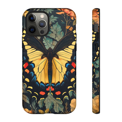 Butterfly Floral Phone Case, Art-inspire Tough Case, Gift for Nature Lovers, Butterfly Pattern Cover, Eco-Friendly Mobile Accessory