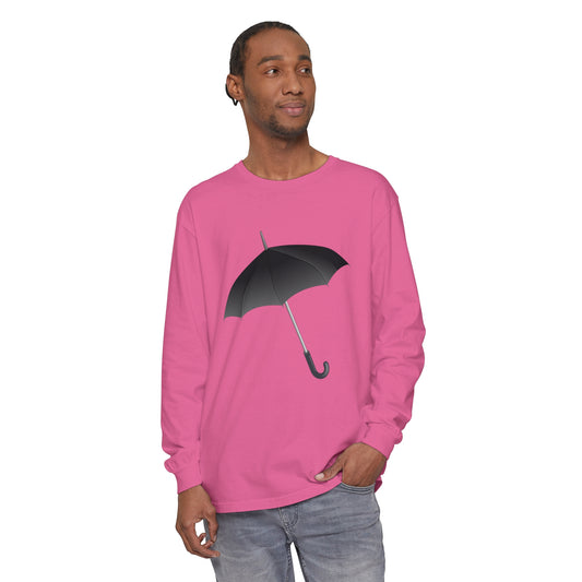 Unisex Garment-dyed Long Sleeve T-Shirt - Regal Royal Umbrella - Elegant and Majestic