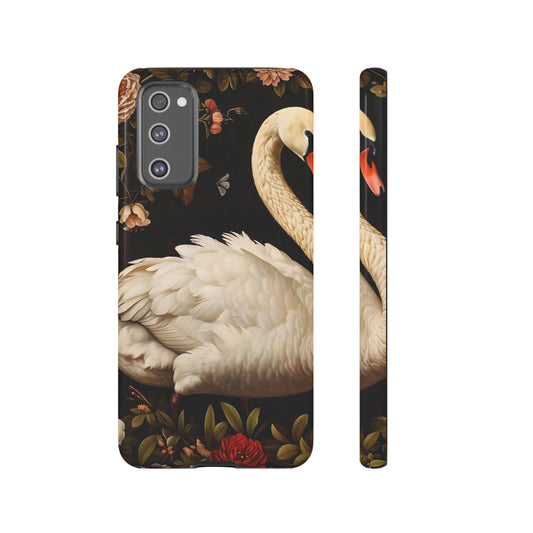 Elegant Swan Phone Case, Artistic Mobile Cover, Floral Phone Protector, Stylish Gift for Her, Modern Phone Accessory