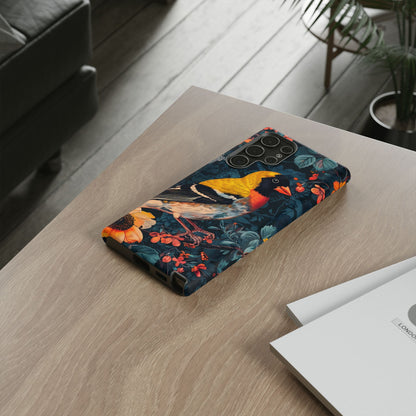Colorful Bird Phone Case, Floral Phone Cover, Tough Phone Protector, Nature Lover Gift, Botanical Case, Unique Mobile Accessory