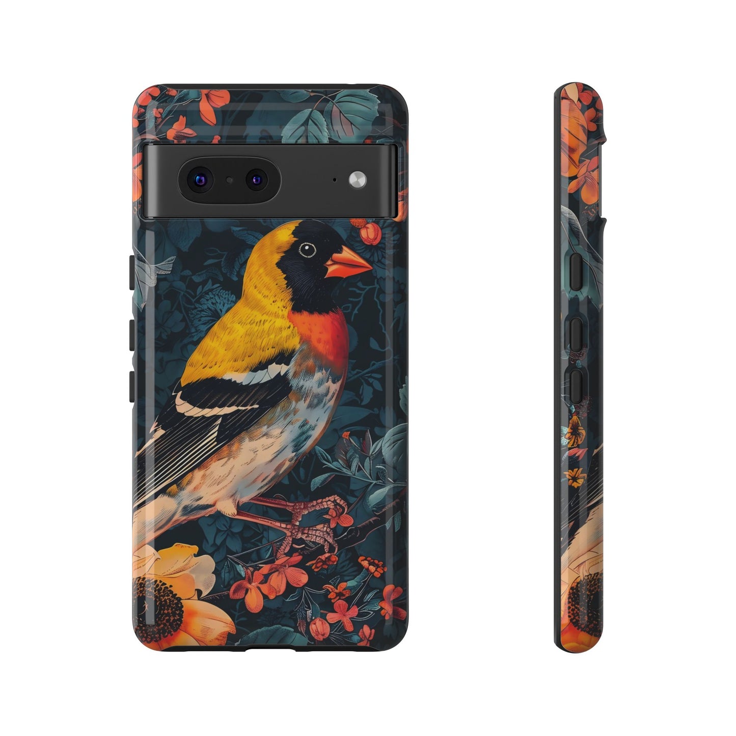 Colorful Bird Phone Case, Floral Phone Cover, Tough Phone Protector, Nature Lover Gift, Botanical Case, Unique Mobile Accessory