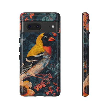 Colorful Bird Phone Case, Floral Phone Cover, Tough Phone Protector, Nature Lover Gift, Botanical Case, Unique Mobile Accessory