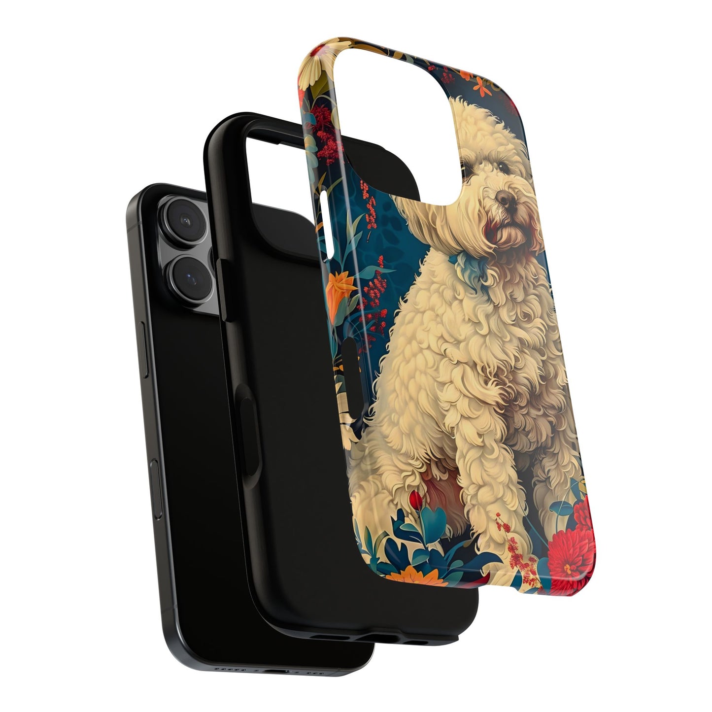 Cute Dog Phone Case, Pet Lover Gift, Floral Design Tough Case, Custom Dog Art, Birthday Gift for Dog Owners, Unique Phone Accessories