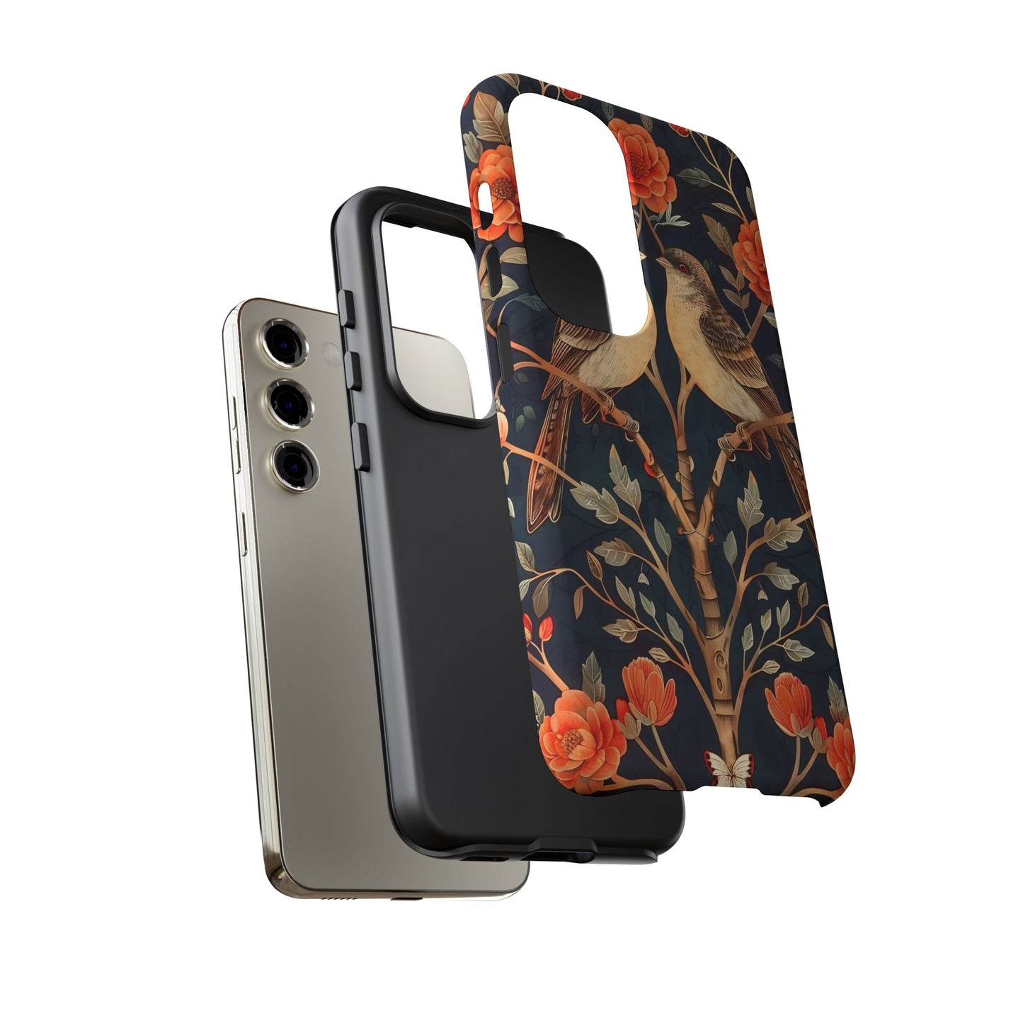 Floral Phone Case – Tough Cases with Bird Design, Unique Gift for Nature Lovers, Stylish Tech Accessory, Phone Cover, Artistic Case