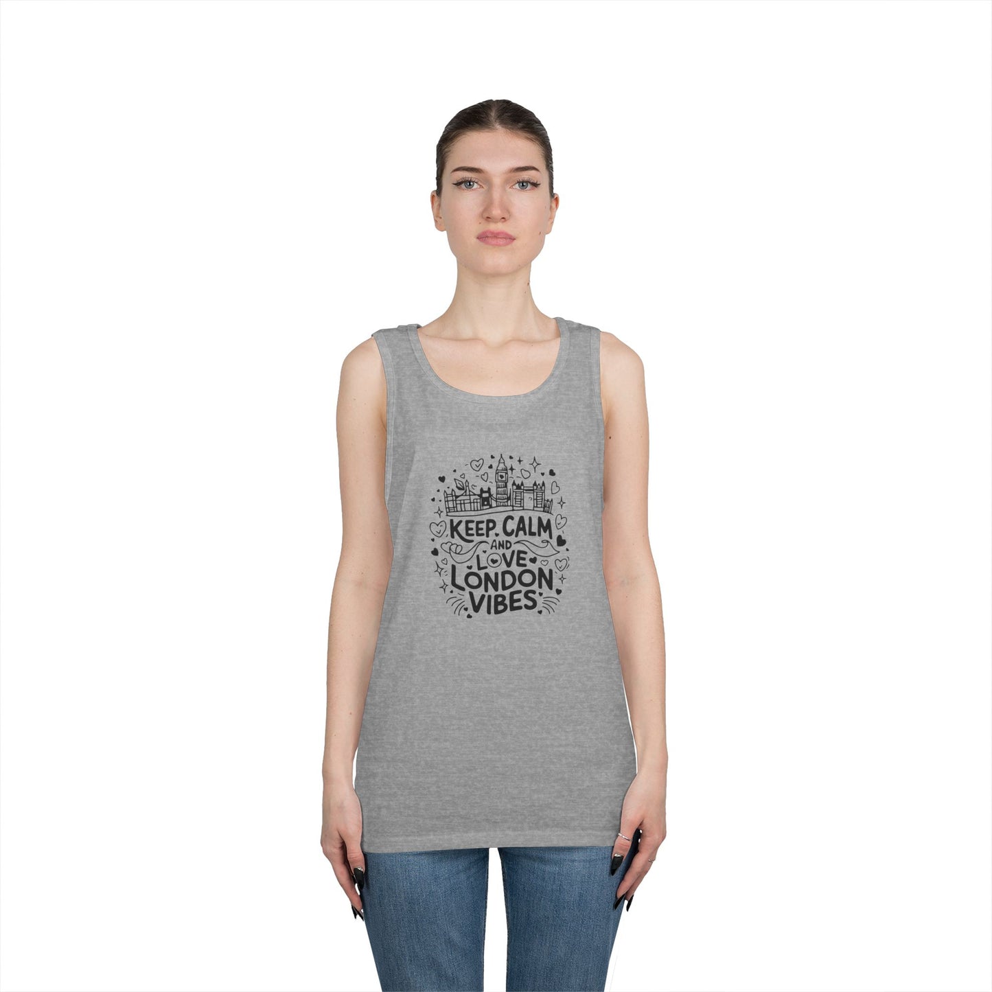 Unisex Heavy Cotton Tank Top - Keep calm and love London vibes