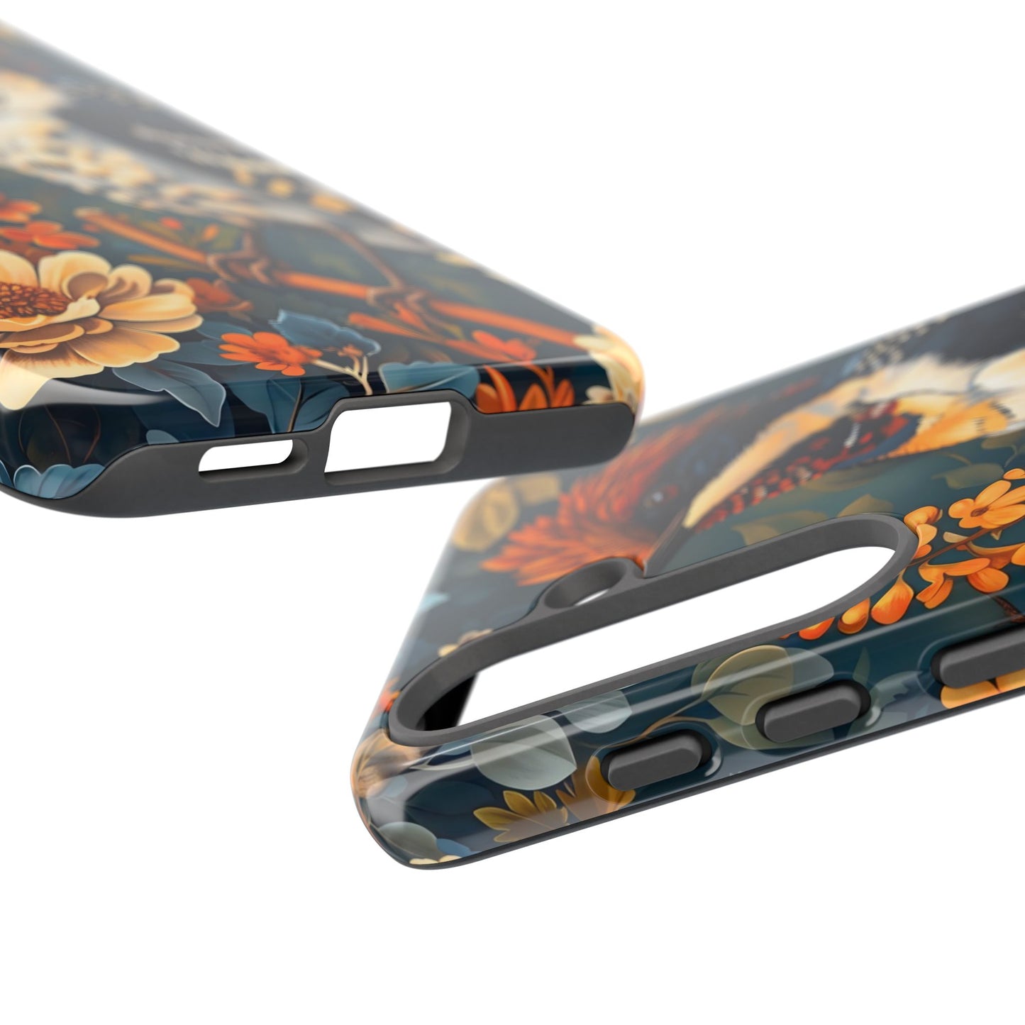 Tough Cases: Floral Bird Phone Case, Vintage Style Cover, Nature Lover Gift, Botanical Design, Spring Inspire Fashion