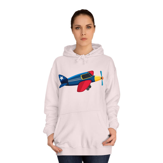 Unisex College Hoodie - Colorful Vintage Airplane Illustration - Retro Aviation Design