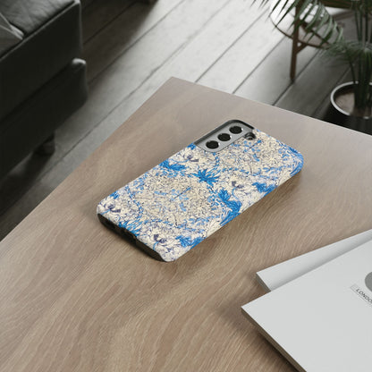 Elegant Floral Phone Case, Tough iPhone Cover, Stylish Mobile Protector, Blue Patterned Case, Unique Gift for Her