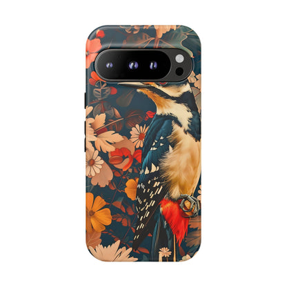 Artistic Bird Phone Case, Unique Tough Cases for Nature Lovers, Floral Design, Cute Gift, Customized Phone Accessories