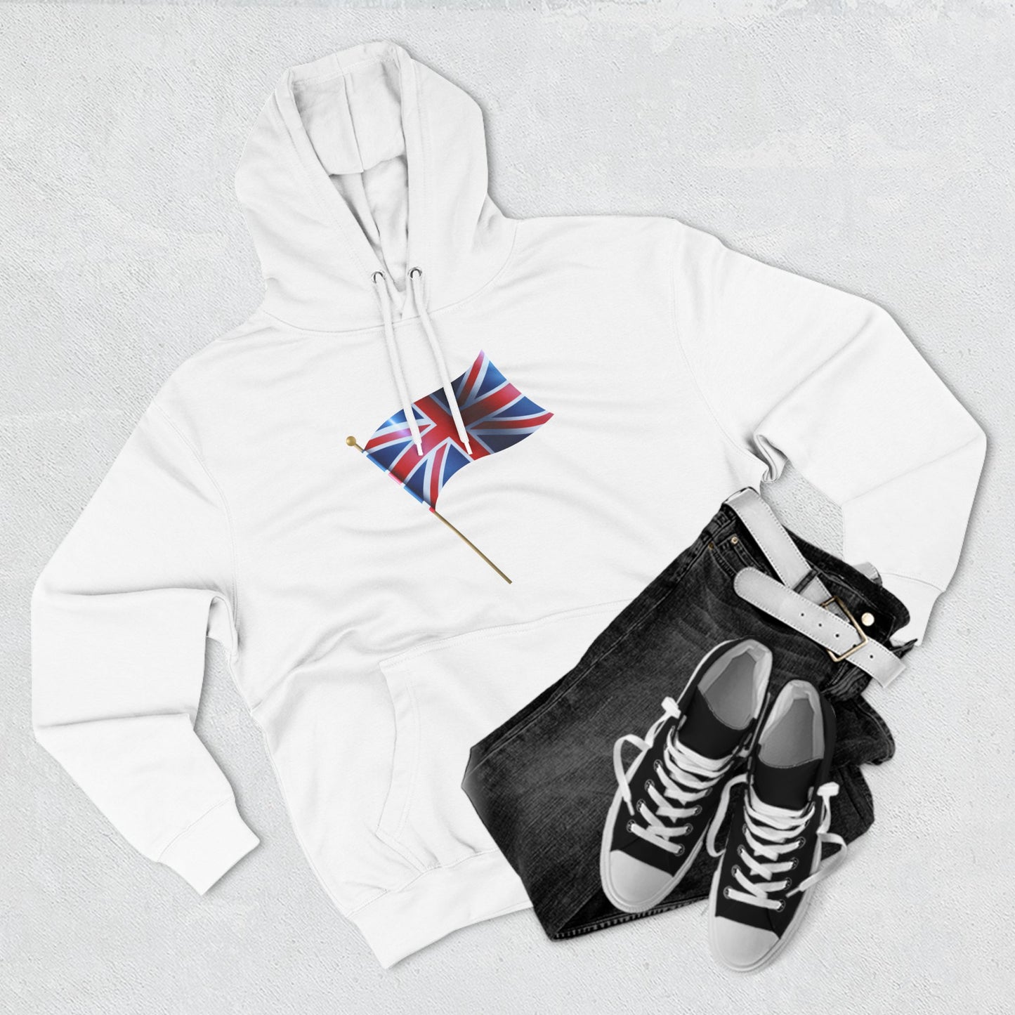 Three-Panel Fleece Hoodie - Waving Proud -The Union Jack Flag