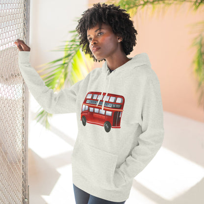 Three-Panel Fleece Hoodie - London’s Red Icon - The Classic Double-Decker Bus
