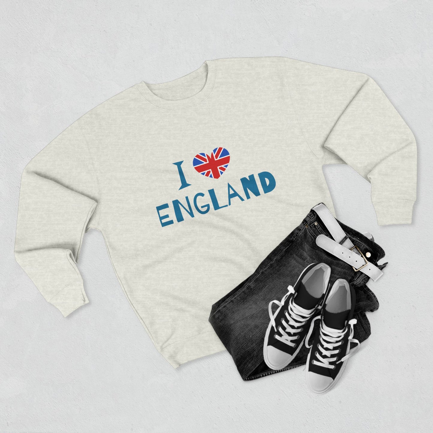 Unisex Crewneck Sweatshirt - I Love England - Union Jack Heart Design