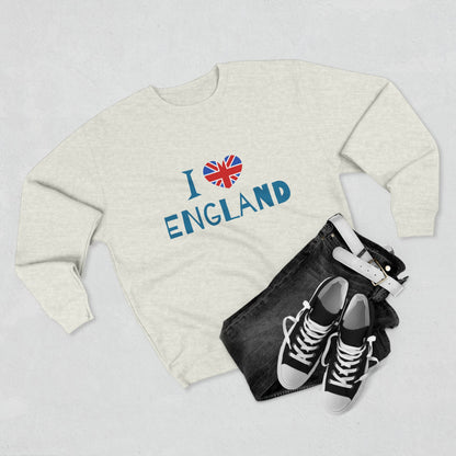 Unisex Crewneck Sweatshirt - I Love England - Union Jack Heart Design