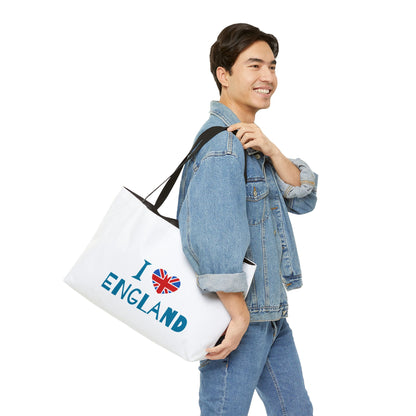 I Love England Weekender Tote Bag - Travel Carry-All, Holiday Gift, Beach Bag, Vacation Essentials, Custom Canvas Bag