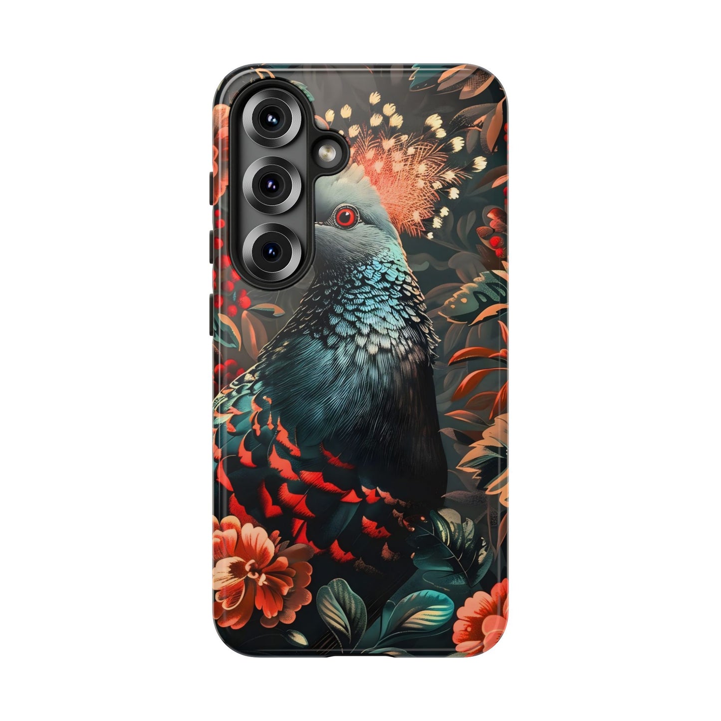 Floral Peacock Phone Case, Tough Cases, Artistic Phone Cover, Unique Gift, Nature Lover Accessory, Protective Case