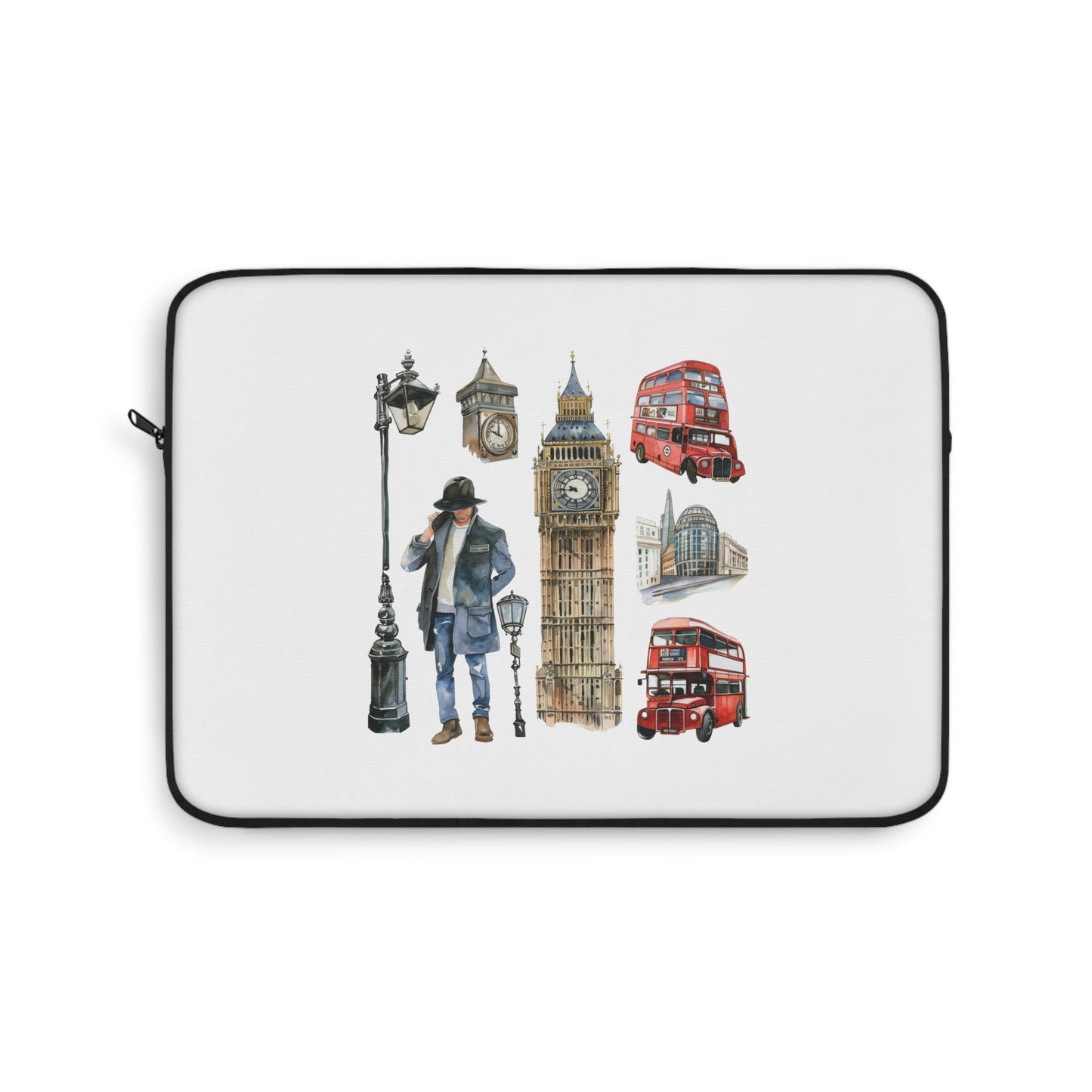 London-Inspired Laptop Sleeve, Stylish Computer Case for Travelers, Gift for Students, Unique Office Accessory, Cozy Design for Tech Lovers