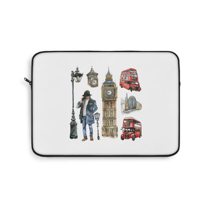London-Inspired Laptop Sleeve, Stylish Computer Case for Travelers, Gift for Students, Unique Office Accessory, Cozy Design for Tech Lovers