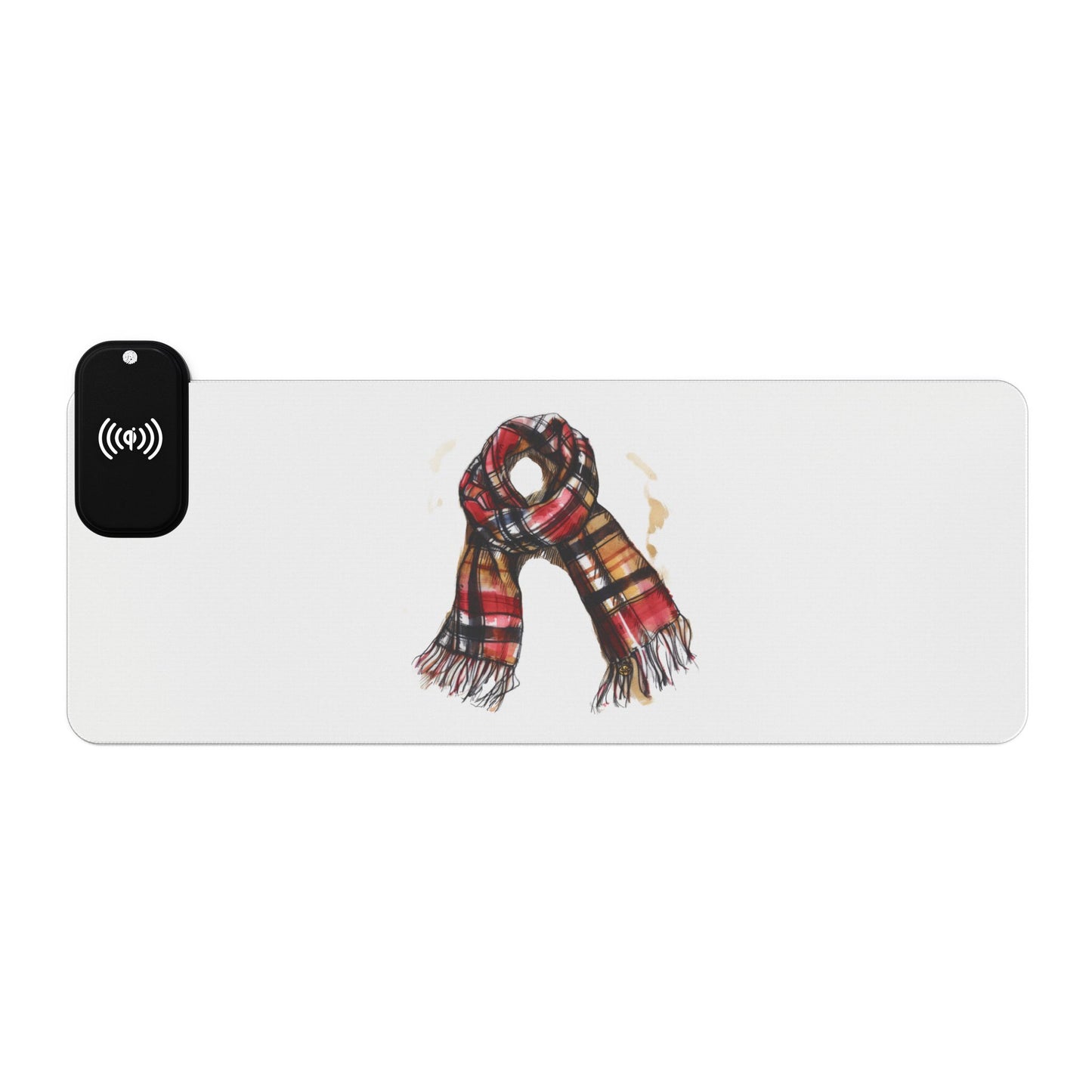British Plaid Scarf - LED Gaming Mouse Pad with Wireless Charging, RGB Light Up Desk Mat, Perfect for Gamers, Desk Accessories, Gift for Tech Lovers