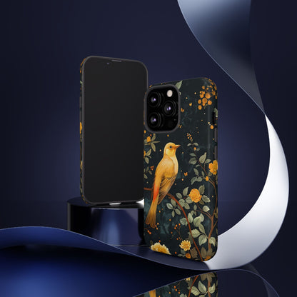 Floral Phone Case, Tough Cases with Bird Design, Nature Lover Gift, Stylish Protection, Birthday Present, Floral Phone Cover
