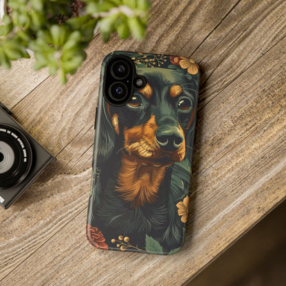 Dachshund Phone Case, Floral Pet Phone Cover, Dog Lover Gift, Tough Phone Case, Custom Dachshund Design, Unique Dog Owner Accessory