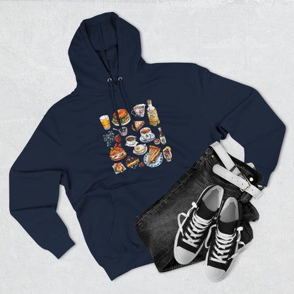 Vintage England Icons Trendy Three-Panel Fleece Hoodie