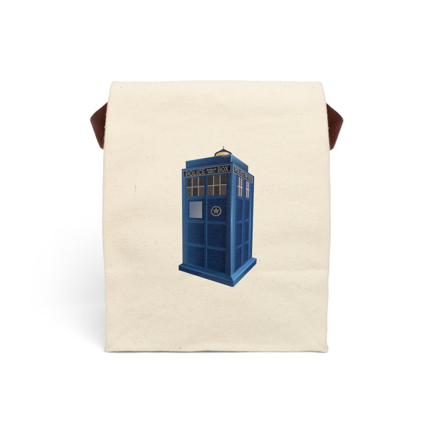 The TARDIS Taproom Canvas Lunch Bag With Strap