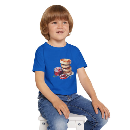 Toddler T-Shirt with Bagel & Jam Design -  Artistic Food-Themed Painting for Home Decor -  Perfect for Little Foodies