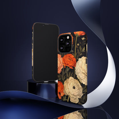 Floral Phone Case with Tough Protection, Blooming Ranunculus Design, Durable Cover, Gift for Flower Lovers, Eco-Friendly Phone Accessory