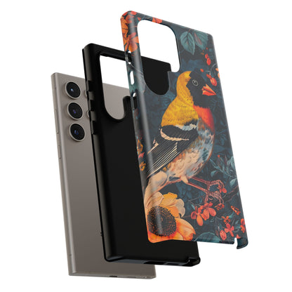 Colorful Bird Phone Case, Floral Phone Cover, Tough Phone Protector, Nature Lover Gift, Botanical Case, Unique Mobile Accessory